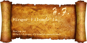 Hinger Filoméla névjegykártya